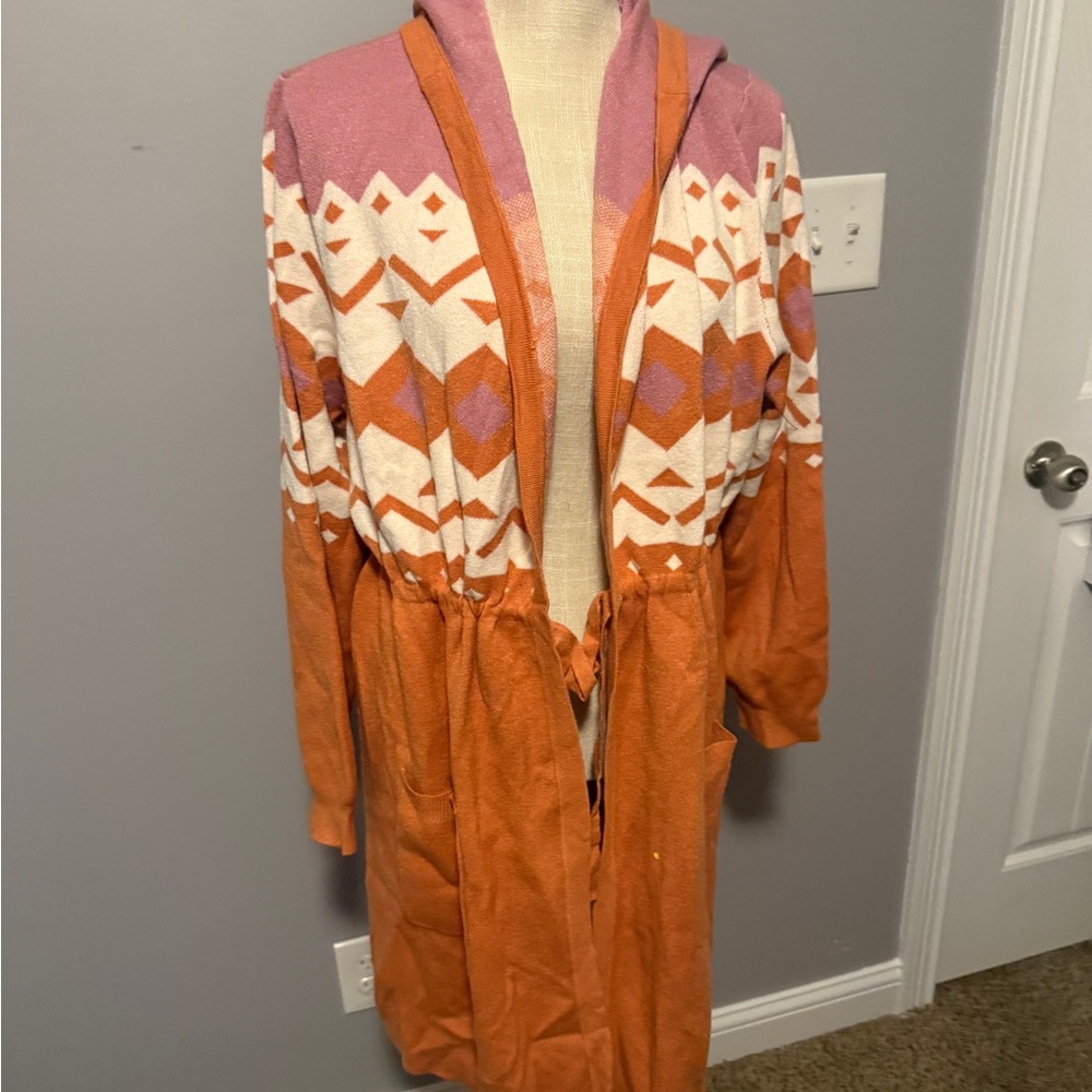 Torrid Geometric Pattern Hooded Cardigan